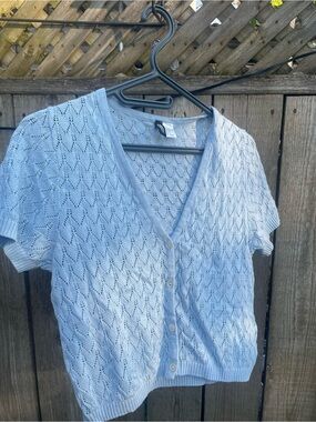 Divided Light Blue V-Neck Short Sleeve Knit Cardigan